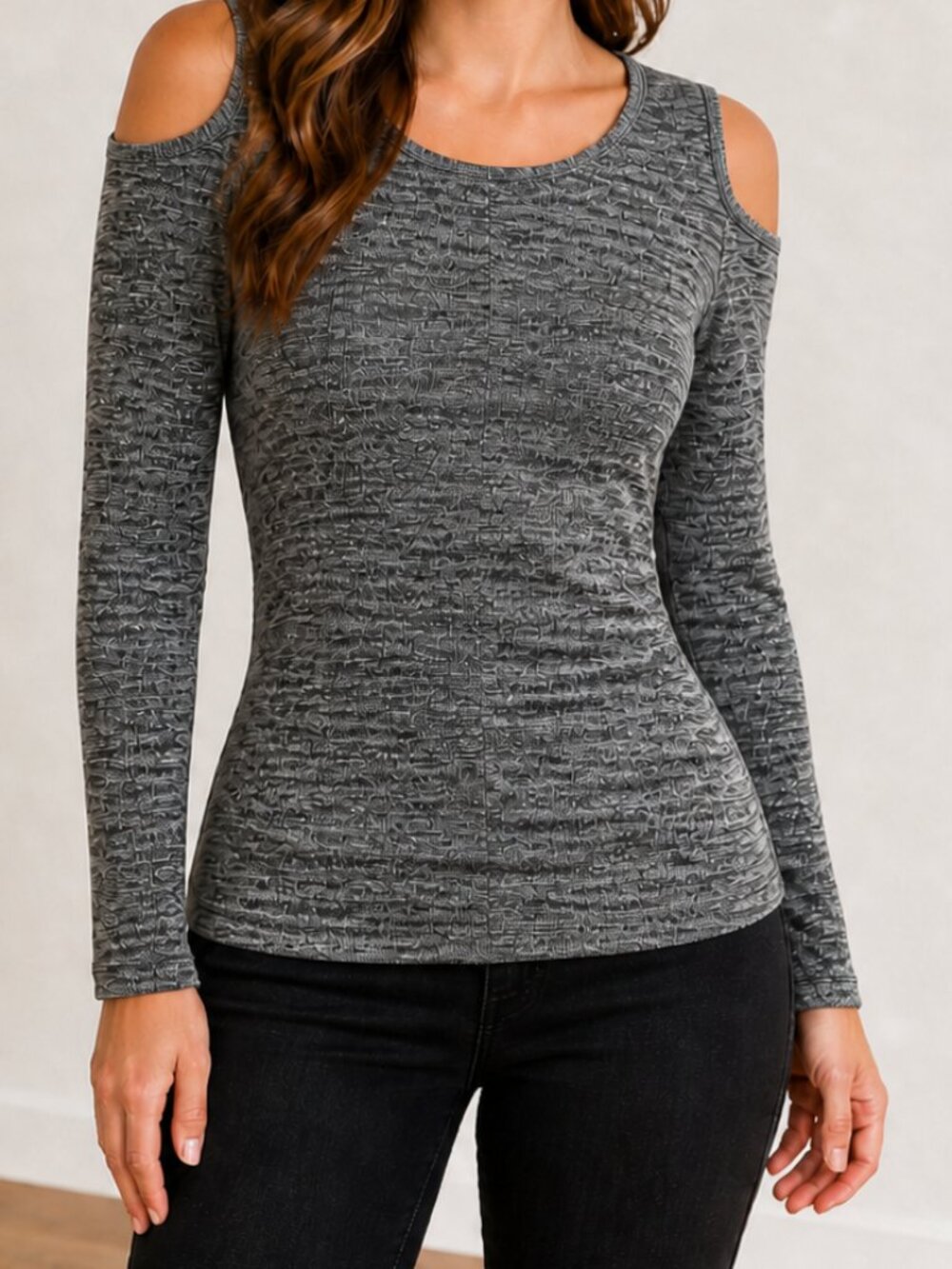 Rag & Bone, Sz S, fitted long-sleeve t-shirt, Cyberpunk, Y2K, cold shoulder